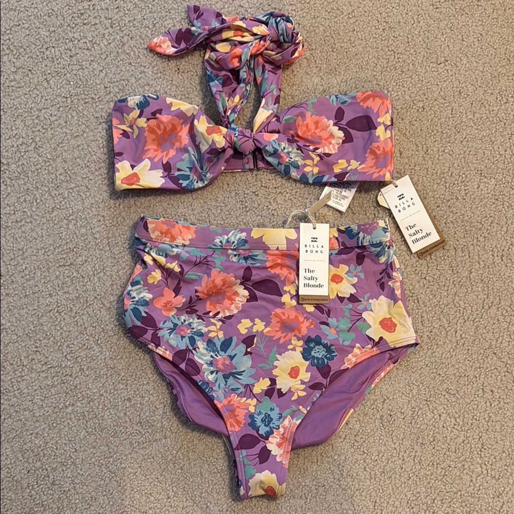 Billabong Floral Bikini - Purple and Orange